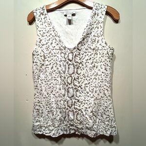 White House Black Market Snake Print Knit Tank Top White Brown 3 for $30
